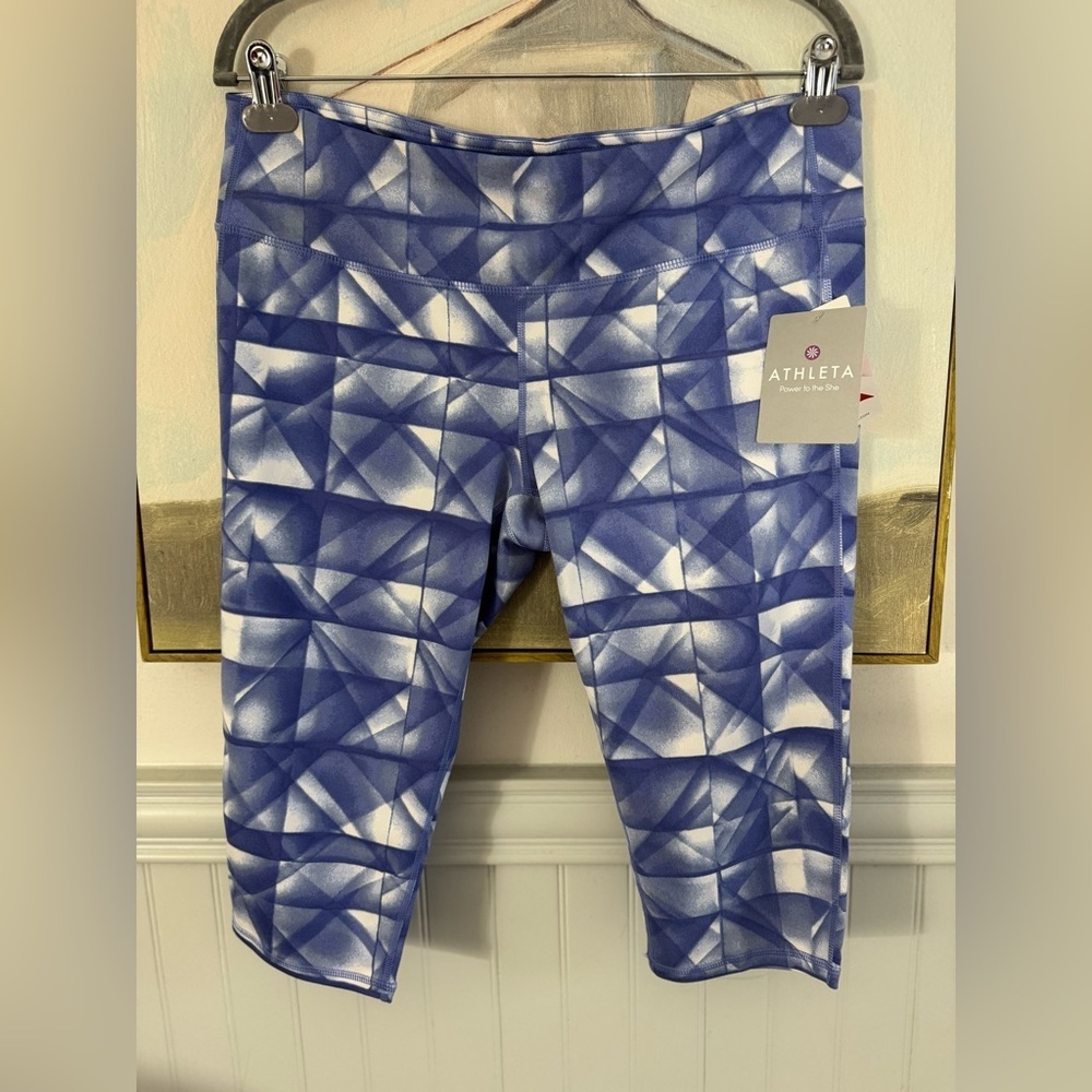 ATHLETA Diamond Chaturanga Knicker Legging Blue White NWT Size XL - Picture 2 of 9